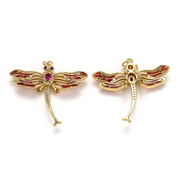 

PandaHall Autumn Theme Brass Micro Pave Cubic Zirconia Pendants, with Enamel and Jump Rings, Long-Lasting Plated, Dragonfly, Real 18K Gold...