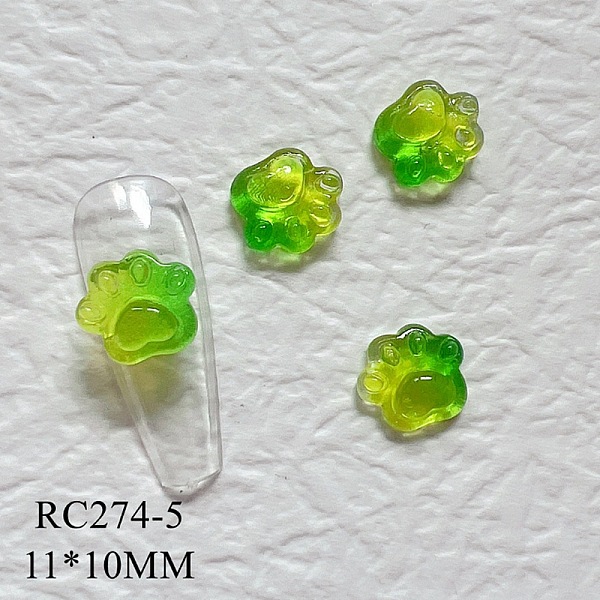 

PandaHall Transparent Resin Cabochons, Cat Paw Print Shape, Light Green, 11x10x4.2mm Resin Others