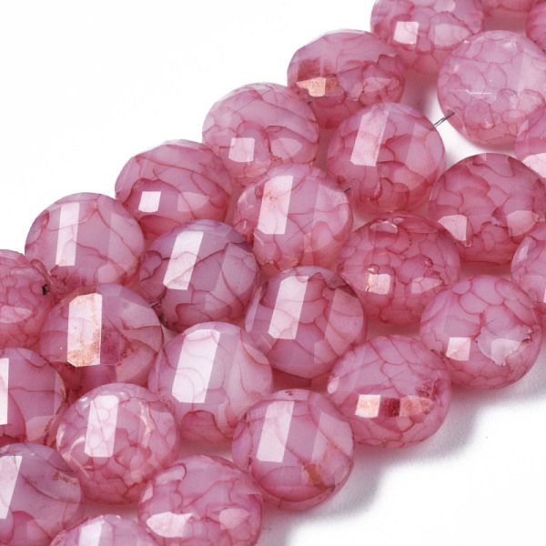 

PandaHall Opaque Baking Painted Crackle Glass Beads Strands, Flat Round, Faceted, Indian Red, 8x5mm, Hole: 1.2mm, about 51pcs/strand, 15.47...