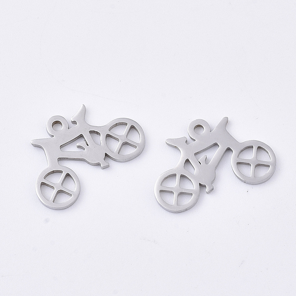 

PandaHall 201 Stainless Steel Pendants, Bicycle, Stainless Steel Color, 12x18x1mm, Hole: 1.2mm 201 Stainless Steel Vehicle