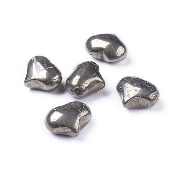 

PandaHall Natural Pyrite Heart Love Stone, Pocket Palm Stone for Reiki Balancing, 20x25x11~13mm Pyrite Heart