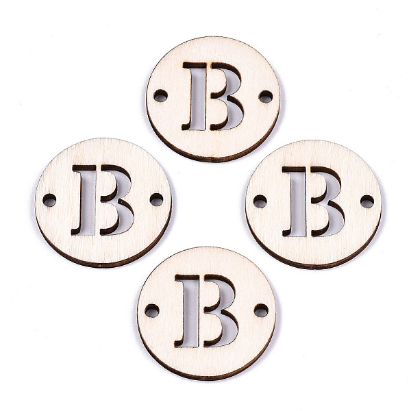 

PandaHall Unfinished Natural Poplar Wood Links Connectors, Laser Cut, Flat Round with Word, Letter.B, 29.5x2.5mm, Hole: 2.5mm Wood Letter B