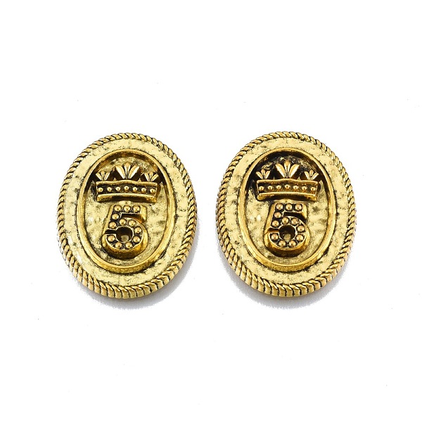 

PandaHall Rack Plating Alloy Cabochons, Cadmium Free & Nickel Free & Lead Free, Oval with Number.5, Antique Golden, 25x19.5x4mm Alloy Oval