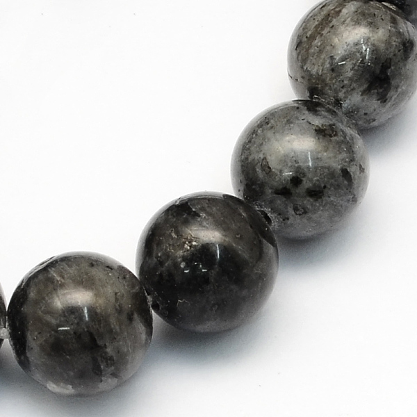 PandaHall Natural Larvikite Round Beads Strands, 6.5mm, Hole: 1mm, about 63pcs/strand, 15.5 inch Larvikite Round