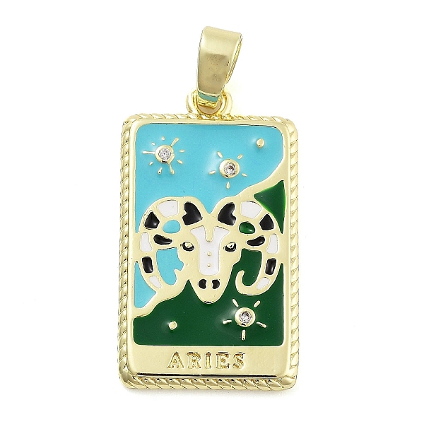 

PandaHall Rack Plating Brass Micro Pave Clear Cubic Zirconia Pendants, with Enamel, Cadmium Free & Lead Free, Real 18K Gold Plated..., White