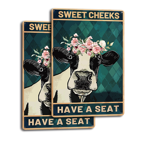 

PandaHall Vintage Metal Tin Sign, Iron Wall Decor for Bars, Restaurants, Cafes Pubs, Rectangle, Cattle Pattern, 30x20cm Iron Cattle