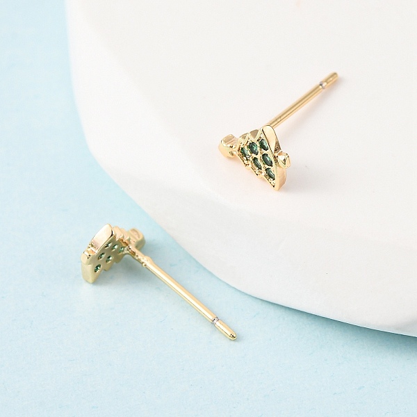 Boucles d'oreilles à tige en laiton avec micro pavé de zircons cubiques et arbre de Noël