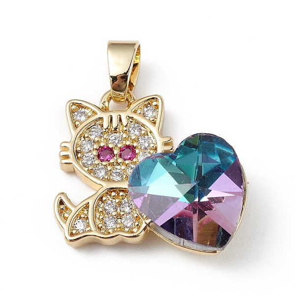 

PandaHall Real 18K Gold Plated Rack Plating Brass Micro Pave Cubic Zirconia Pendants, with Glass, Long-Lasting Plated, Cadmium Free & Lead...