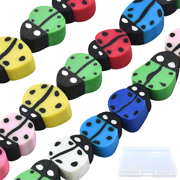 

PandaHall SUNNYCLUE 5 Strands Handmade Polymer Clay Beads, Ladybug, Mixed Color, 8~12x7.5~10x4~5mm, Hole: 1.5~2mm, about 38~40pcs/strand..., Multicolor