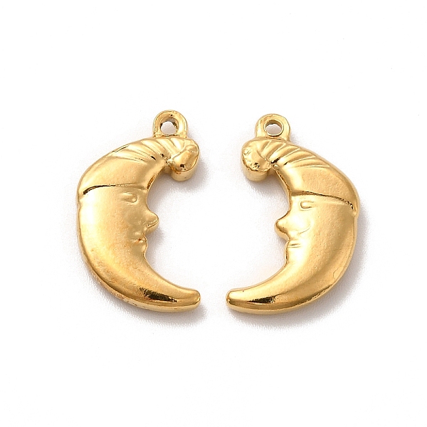 

PandaHall Vacuum Plating 201 Stainless Steel Pendants, Moon Charm, Real 18K Gold Plated, 19.5x11x3mm, Hole: 2mm 201 Stainless Steel Moon