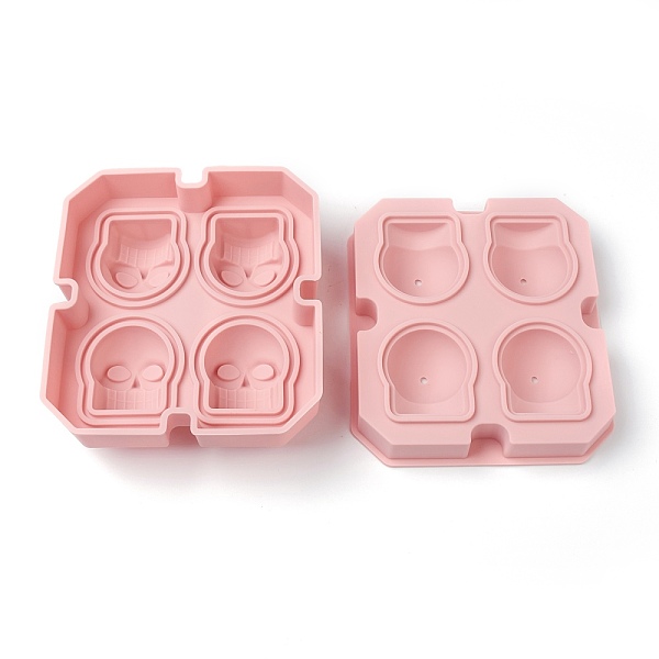 

PandaHall Food Grade Silicone Molds, Fondant Molds, for DIY Cake Decoration, Chocolate, Candy, Ice Hockey Mold, Skull Shape, Pink...