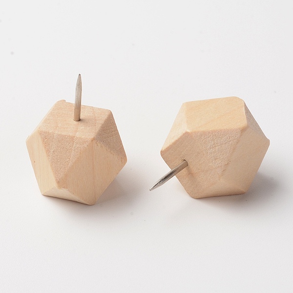 

PandaHall Wooden Map Pins, Drawing Push Pins, Octagon Head Thumbtack, with Stainless Steel Pin, BurlyWood, 24.5x14.5mm, Pin: 1mm Wood Orange