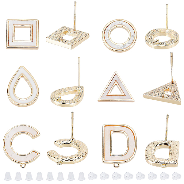 PandaHall BENECREAT 12 Pcs Real 18k Gold Plated Brass Earrings 6 Mixed Styles with Hoop Earrings Including Hoop, Square and Triangle...