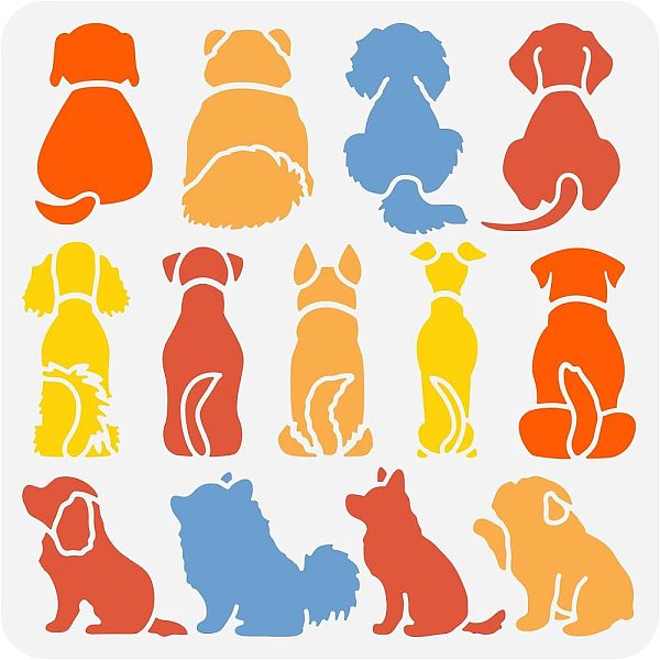 

PandaHall FINGERINSPIRE Dog Stencil 11.8x11.8 inch Puppy Dog Sitting Stencils Template Plastic Dog Pattern Stencil Large Reusable Dog...
