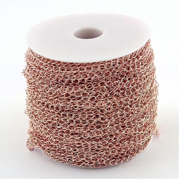 

PandaHall Iron Twisted Chains, Unwelded, with Spool, Oval, Rose Gold, 11x8x1.4mm, about 164.04 Feet(50m)/roll Iron
