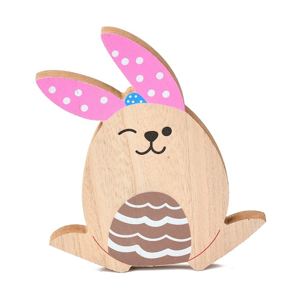 

PandaHall Easter Theme Natural Wood Display Decorations, Bunny & Egg, BurlyWood, 126x12x153mm Wood Rabbit Orange