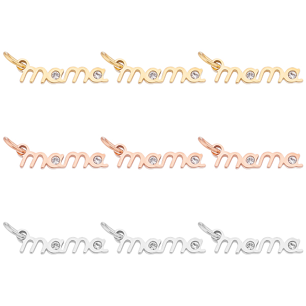 

PandaHall Unicraftale 316 Stainless Steel Pendants, with Micro Pave Cubic Zirconia and Jump Ring, Long-Lasting Plated, Word Mama, for..., Clear