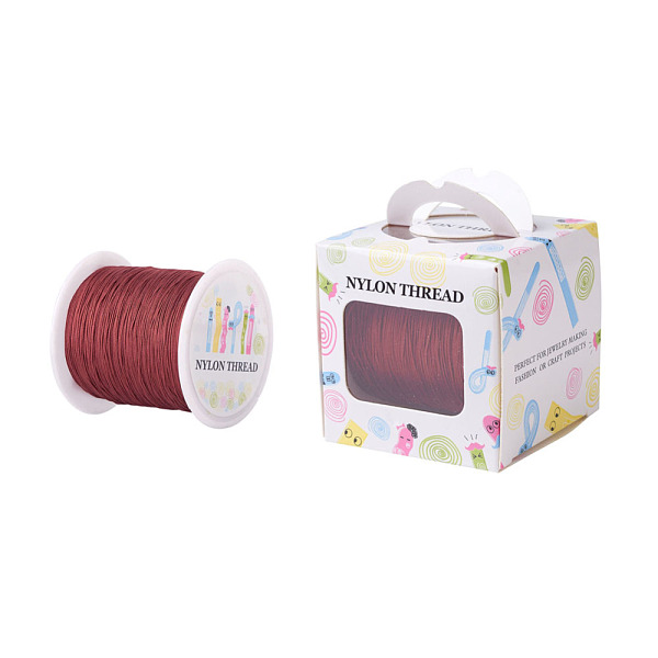 PandaHall Nylon Thread, Chocolate, 0.5mm, about 147.64yards/roll(135m/roll) Nylon Brown