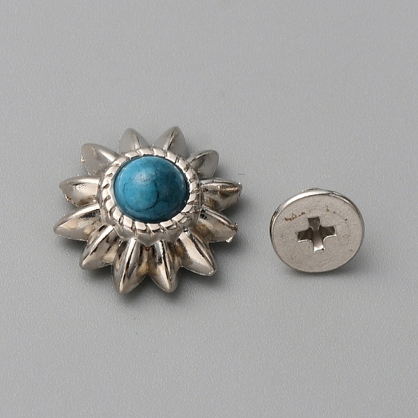 

PandaHall Zinc Alloy Buttons, with Synthetic Turquoise and Iron Screws, for Purse, Bags, Leather Crafts Decoration, Chrysanthemum, Deep Sky...