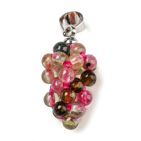 

PandaHall Natural Tourmaline Round Cluster Pendants, Grape Charms with Alloy Snap on Bails and Elastic Rope, Platinum, 18.5x9.5mm, Hole...