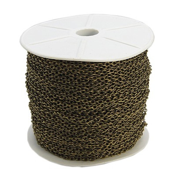 

PandaHall Iron Cable Chains, Soldered, with Spool, Oval, Antique Bronze, 3.9x2.8x0.7mm, about 328.08 Feet(100m)/roll Iron