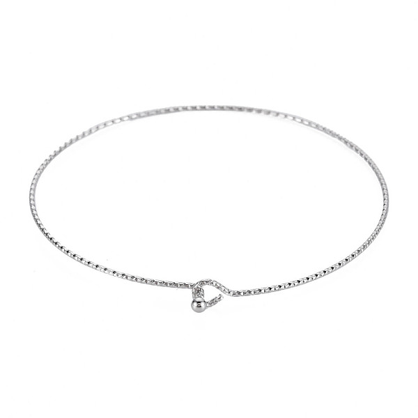 

PandaHall Textured Simple Thin Bangle for Girl Women, Stainless Steel Color, Inner Diameter: 2-3/8 inch(6cm) 304 Stainless Steel