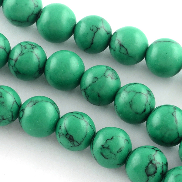 

PandaHall Synthetical Turquoise Gemstone Round Bead Strands, Dyed, Medium Sea Green, 6mm, Hole: 1mm, about 65pcs/strand, 15 inch Synthetic...