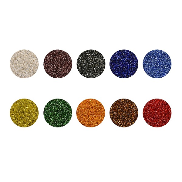 

PandaHall 12/0 Glass Seed Beads, Silver Lined Round Hole, Round Small Beads, Mixed Color, 12/0, 2mm, Hole: 1mm, 10 colors, about..., Multicolor