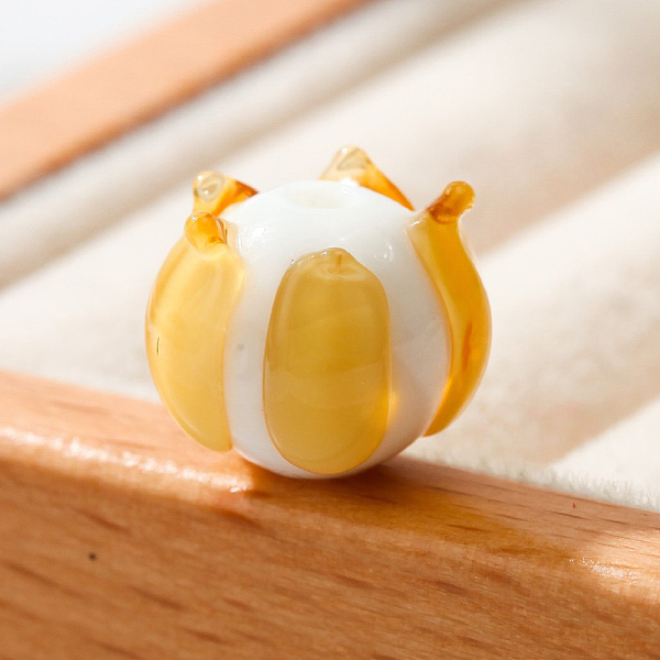 

PandaHall Handmade Lampwork Beads, Flower Shape, Orange, 12x10mm, Hole: 2mm Lampwork Flower Orange