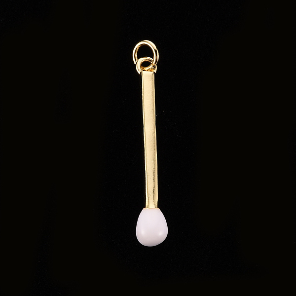 

PandaHall Brass Enamel Pendants, with Jump Ring, Cadmium Free & Nickel Free & Lead Free, Match, Real 16K Gold Plated, Creamy White, 30x4.5mm...