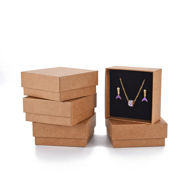 

PandaHall Cardboard Jewelry Set Box, for Ring, Earring, Necklace, with Sponge Inside, Square, Tan, 7.6x7.6x3.2cm, Inner Size: 6.9x6.9cm..., Orange