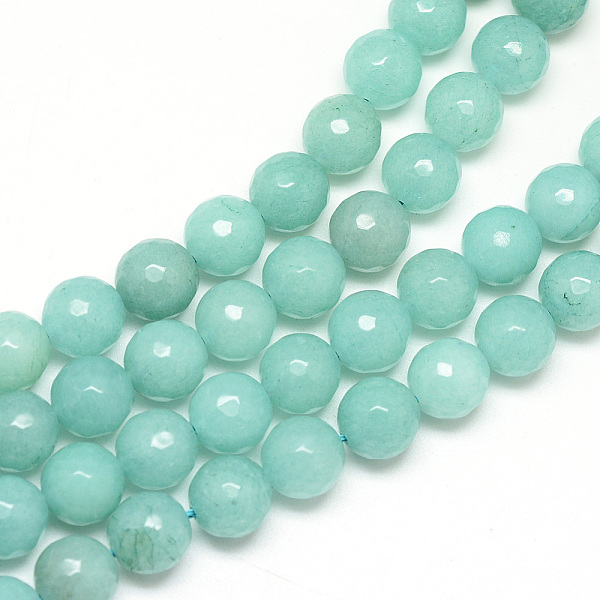 

PandaHall Natural White Jade Bead Strands, Dyed, Faceted, Round, Medium Aquamarine, 6mm, Hole: 1mm, about 60pcs/strand, 14.06~14.45 inch...
