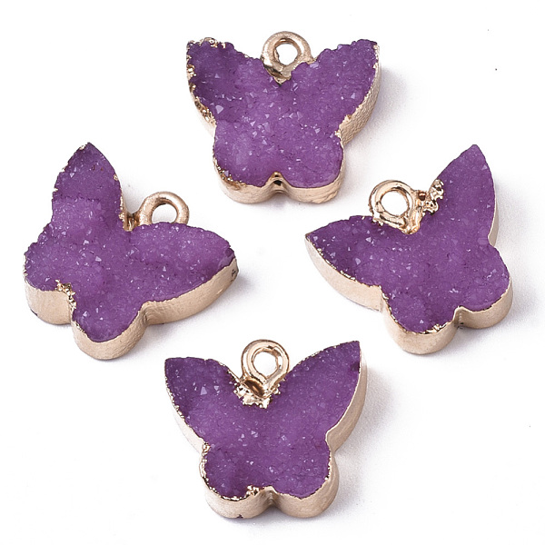 

PandaHall Druzy Resin Pendants, with Edge Light Gold Plated Iron Loops, Butterfly, Orchid, 14.5x16x6.5mm, Hole: 1.8mm Iron+Resin Butterfly..., Purple