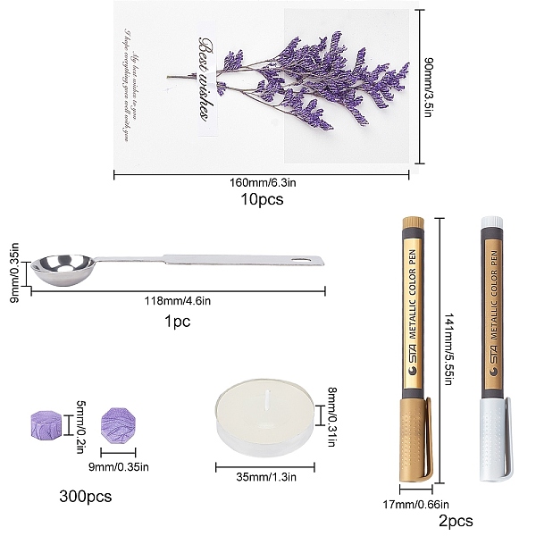 

PandaHall CRASPIRE DIY Paper Cards, with Stainless Steel Spoon, Candle, Sealing Wax Particles, Metallic Markers Paints Pens, Dried Flower..., Purple