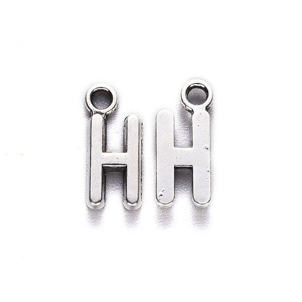 

PandaHall Tibetan Style Alloy Pendants, Cadmium Free & Lead Free, Letter H, H: 16x6.5x2mm, Hole: 2mm, about 1280pcs/1000g Alloy Letter H