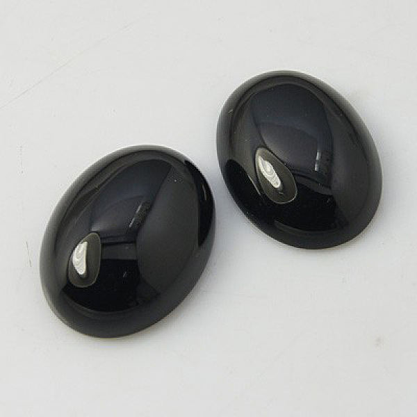 

PandaHall Natural Gemstone Cabochons, Black Agate, Oval, Black, 25x18x7mm Black Agate Oval Black