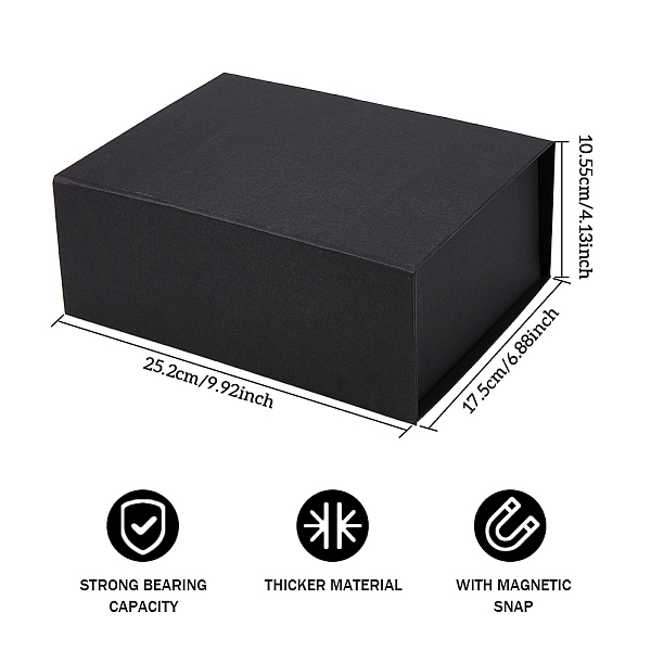 

PandaHall BENECREAT 2PCS Black Magnetic Gift Box 22x16x10cm Rectangle Presentation Box with Magnetic Seal Lid for Weddings Parties Birthday...