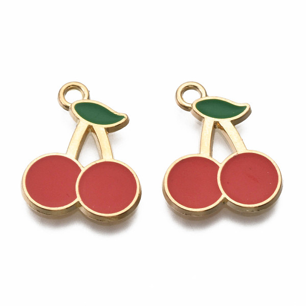 

PandaHall Alloy Enamel Pendants, Light Gold, Cadmium Free & Nickel Free & Lead Free, Cherry, Red, 20x16x1.5mm, Hole: 2mm Alloy+Enamel Fruit...