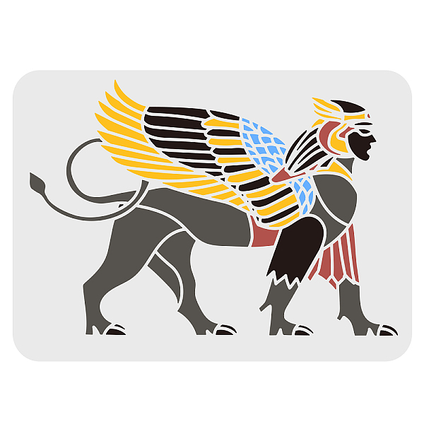 

PandaHall FINGERINSPIRE Sphinx Stencils 29.7x21cm Large Egyptian Symbols Stencil Reusable Craft Stencil Sphinx with Wings Plastic Templates...