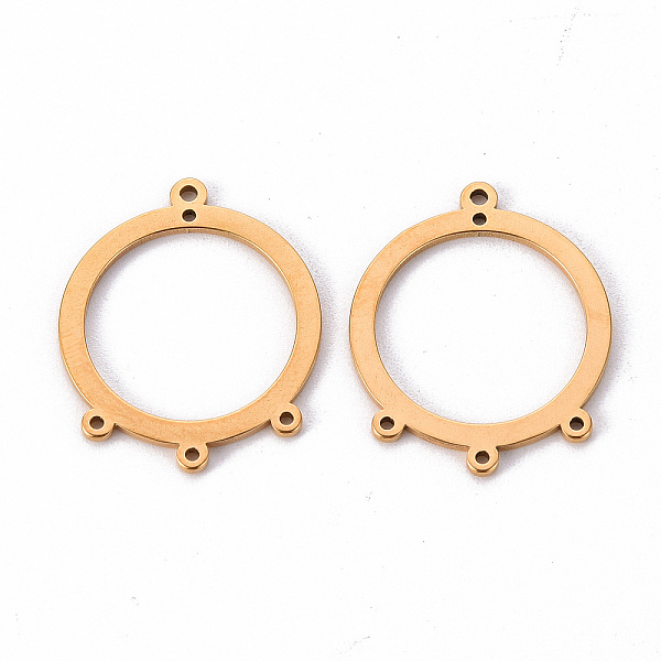 

PandaHall 201 Stainless Steel Chandelier Components Links, Round Ring, Laser Cut, Golden, 24.5x20.5x1mm, Hole: 1.2mm and 1mm 201 Stainless...