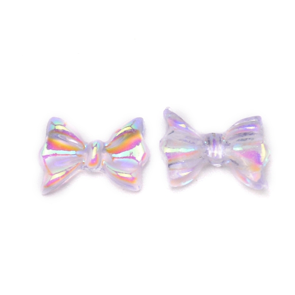 

PandaHall Bowknot Resin Cabochons, Nail Art Decoration Accessories, Rainbow Plated, Plum, 7x10x3mm Resin Bowknot Purple