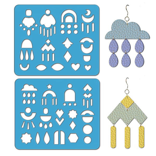 

PandaHall 2Pcs 2 Style Acrylic Earring Handwork Template, Card Leather Cutting Stencils, Moon, 15x18x0.3cm, 1pc/style Acrylic Moon