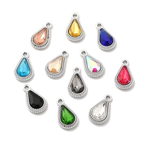 

PandaHall UV Plating Alloy Glass Pendants, Platinum, Faceted Teardrop, Mixed Color, 20.5x12x5mm, Hole: 2mm Alloy+Glass Teardrop Multicolor