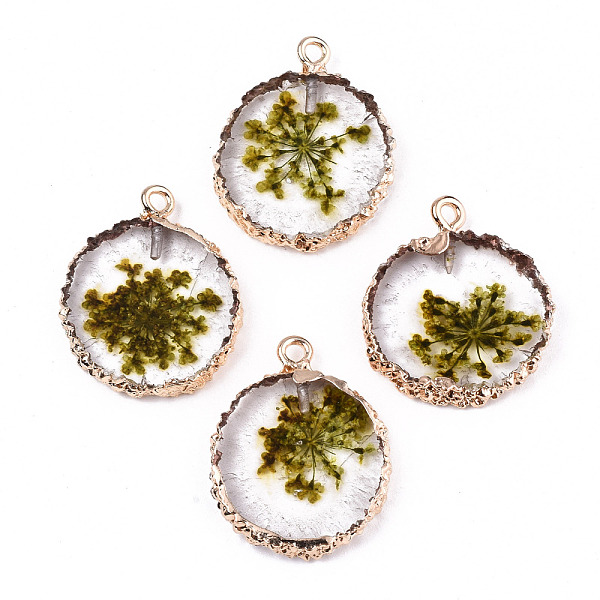 Transparent Clear Epoxy Resin & Dried Flower Pendants