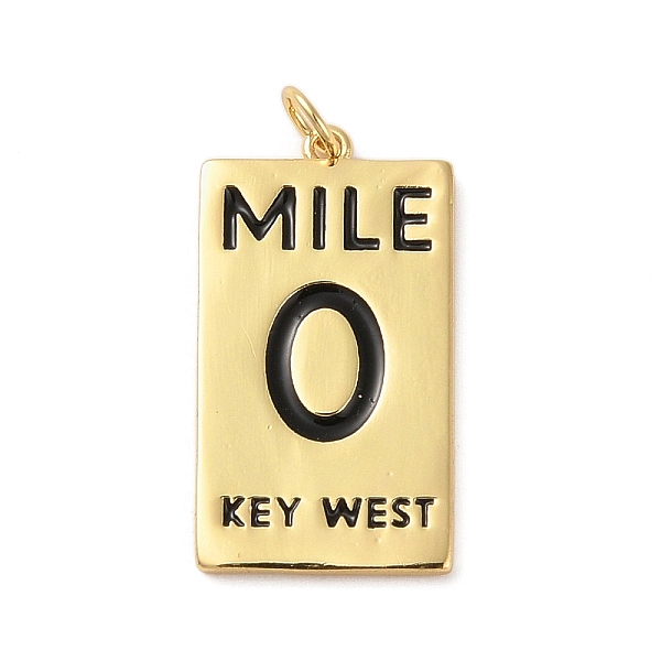 

PandaHall Rack Plating Brass Pendants, with Jump Ring, Long-Lasting Plated, Cadmium Free & Lead Free, Real 18K Gold Plated, Word Mile 0 Key..., Black