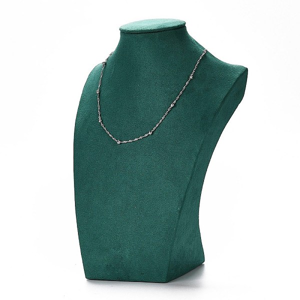 

PandaHall Bust Wood Covered with Microfiber Necklace Display Stands, Dark Slate Gray, 9x17x24.5cm Wood