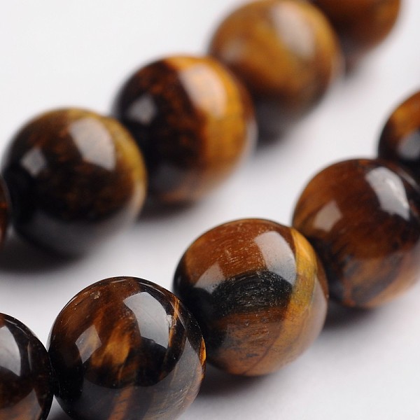 

PandaHall Round Natural Tiger Eye Gemstone Bead Strands, 10mm, Hole: 1mm, about 38pcs/strand, 14.9 inch Tiger Eye Round