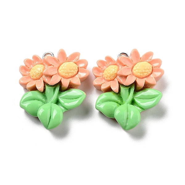 

PandaHall Spring Theme Opaque Resin Pendants, Plant Charms, Flower, 27.5x23x8mm, Hole: 2mm Resin Flower