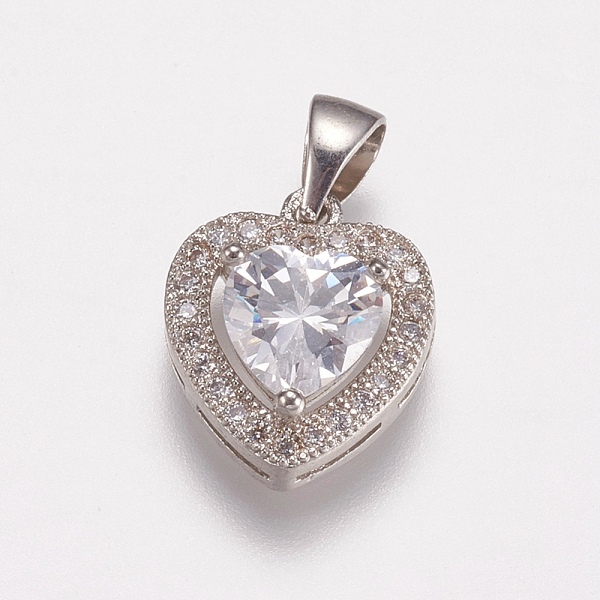 

PandaHall Brass Micro Pave Cubic Zirconia Charms, Heart, Clear, Platinum, 14x12x5mm, Hole: 3x5mm Brass+Cubic Zirconia Heart Clear