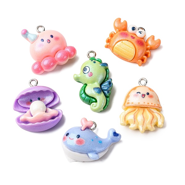Marine Organism Opaque Resin Pendants